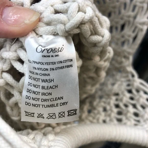 Crossi Purse Beige Boho Wood Double Handle Macrame Hand Bag - Picture 7 of 7